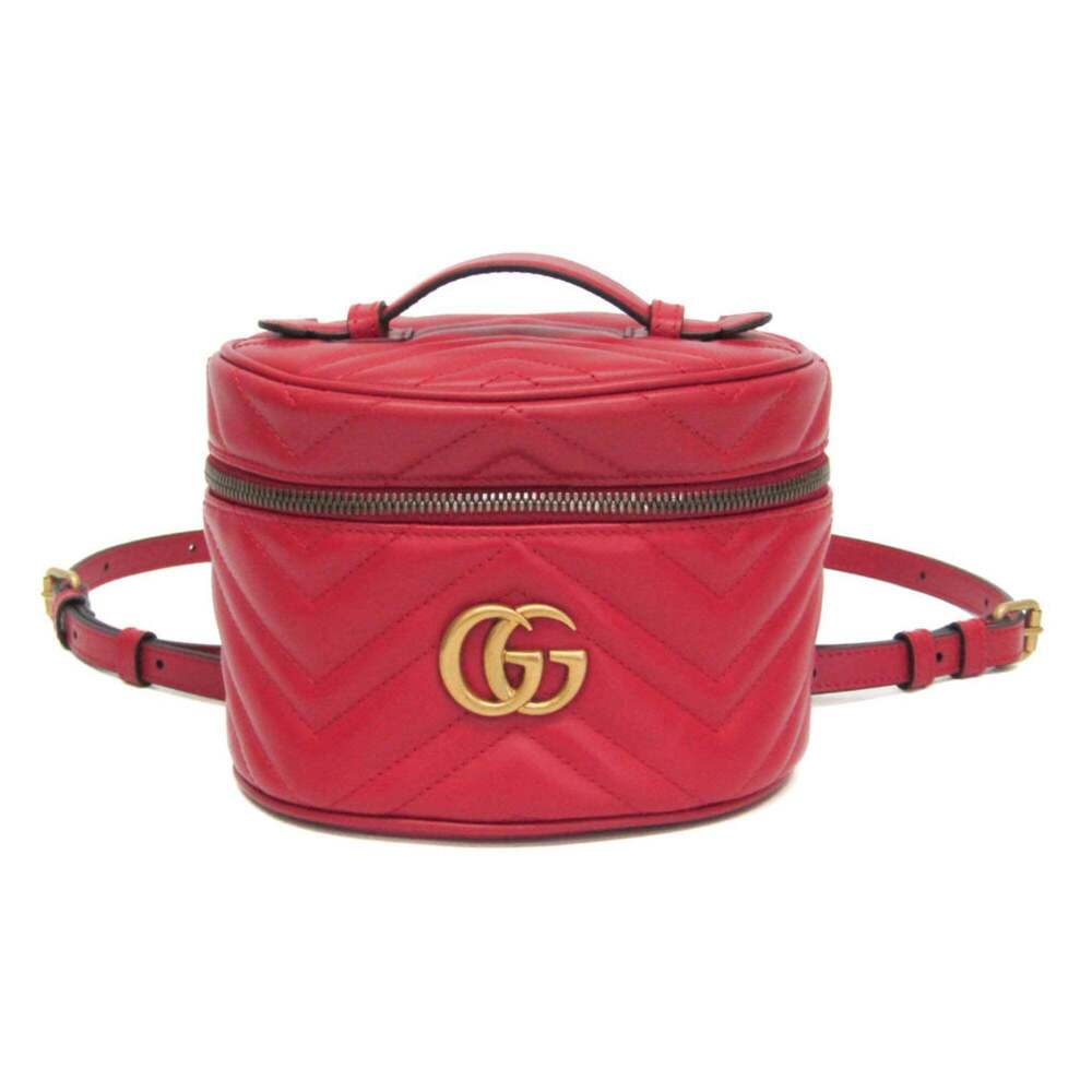GUCCI Red Leather GG Marmont Backpack - Picture 1 of 12